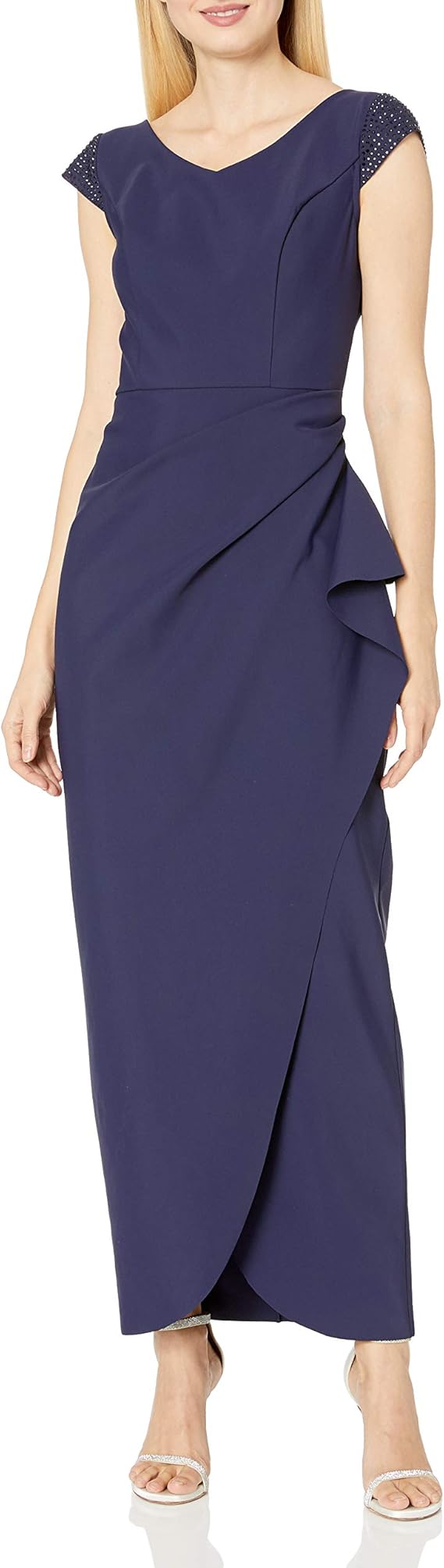 Alex Evenings Women's Slimming Sheath Dress with Embellished Sleeves