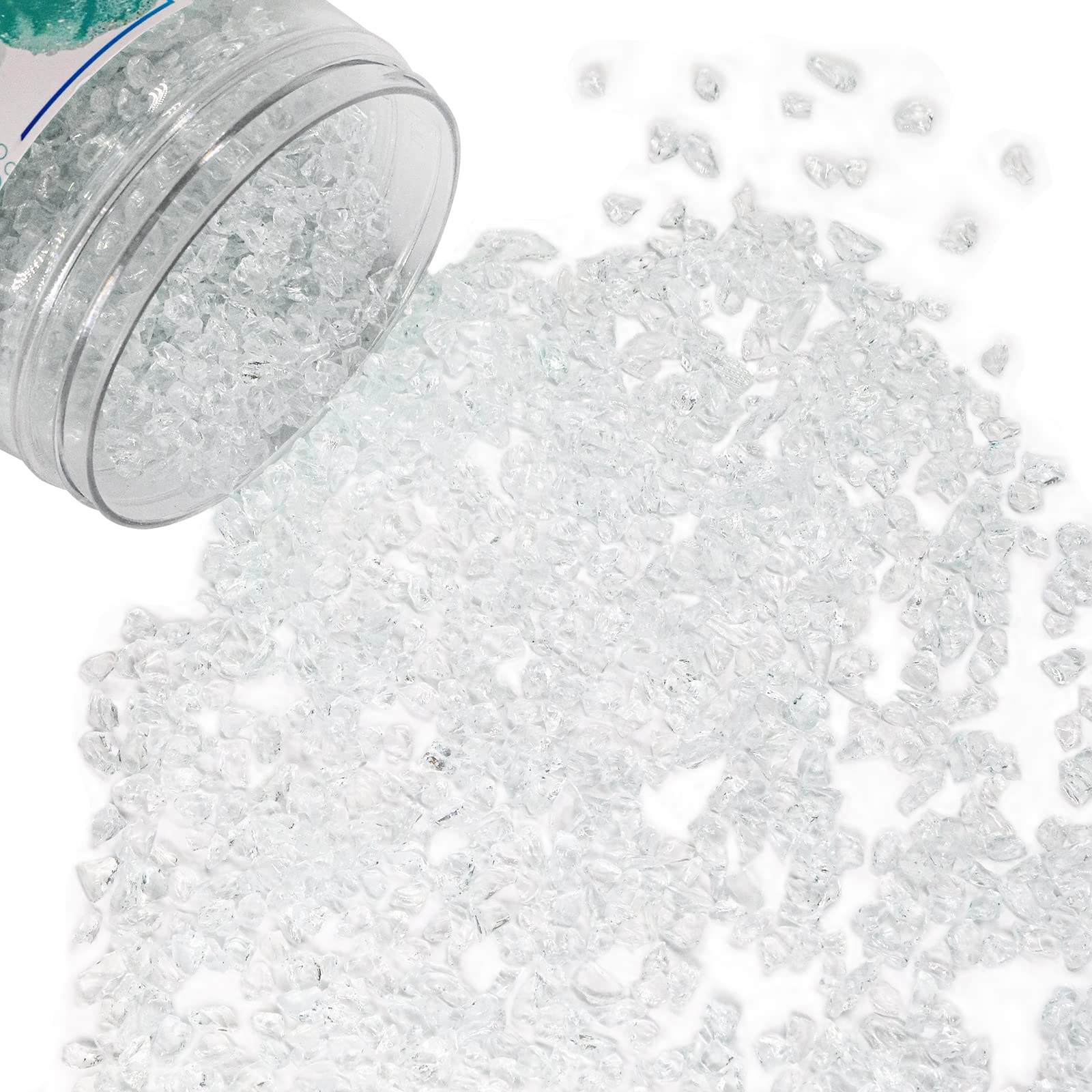 Crushed Glass for Resin Art, Broken Glass Pieces for Crafts Vase Filler Home Decorations,Crushed Glass for Crafts,3-6mm,1.5 Pound (Crystal/Transparent)