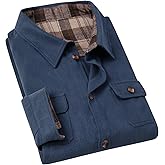 Cromoncent Mens Flannel Shirts Business Casual Long Sleeve Button Down Shirts, Flannel Blue Grey,4X-Large