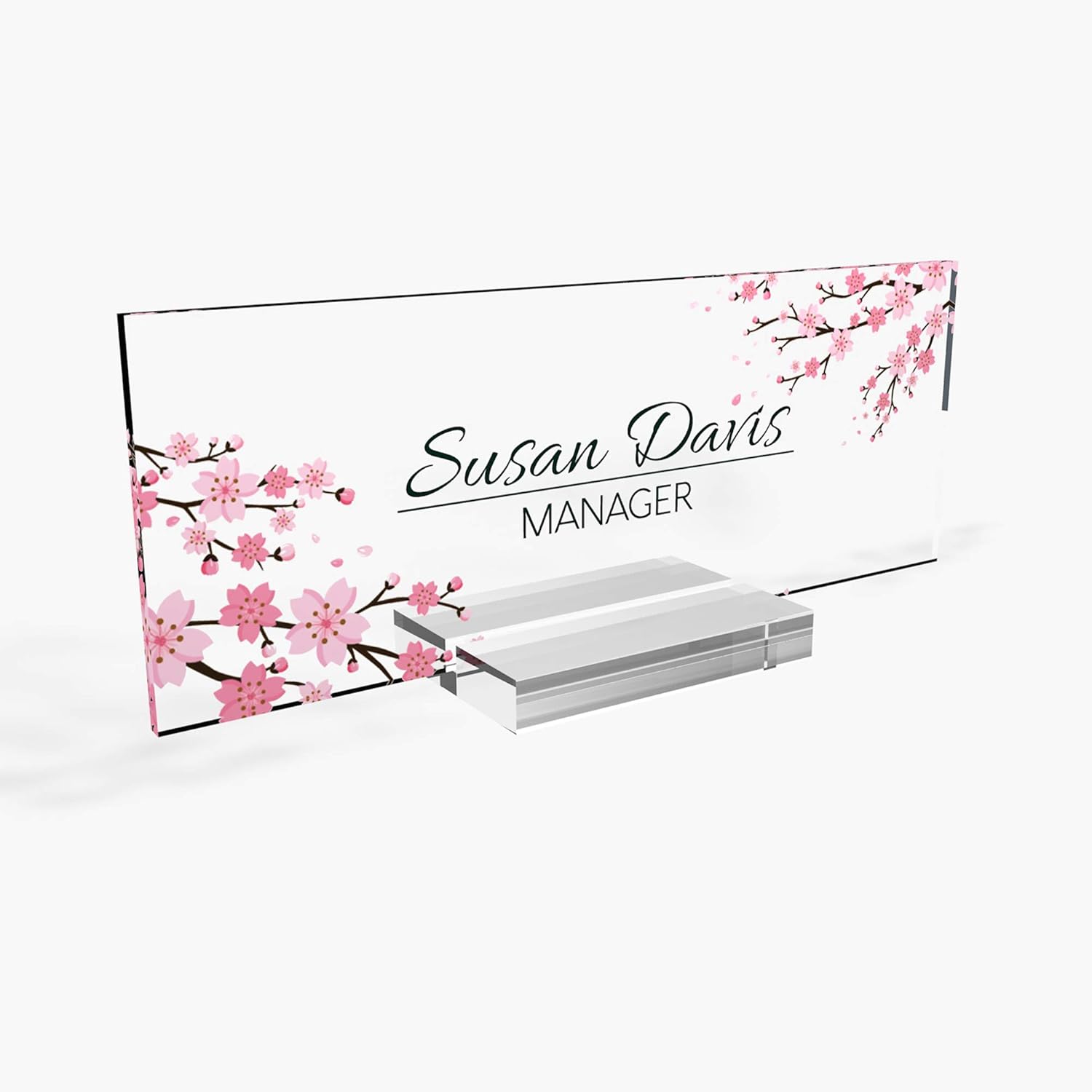 Desk nameplates tech Desk Supply Personalized Desk Organize Sign Gift Custom Professional Desk Decor Office Sign Cherry Blossom (8"x3")