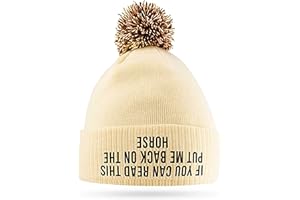 VELENTI If You Can Read This Put Me Back On The Horse - Cute Bobble Beanie Hat for Girls - Horse Riding Gifts