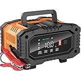 NEXPEAK NC202 10-Amp Battery Charger, 12V 24V LiFePO4 Lead Acid Portable Car Battery Charger 8-Stage Trickle Charger Smart Battery Maintainer w/Temp Compensation for Car Truck Motorcycle Lawn Mower