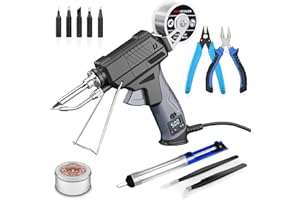 Soldering Iron Kit, Auto Feed Soldering Gun with LCD Display and ±1°C Precision Temp Control, 8-in-1 Set with Wire, Pump, Tip
