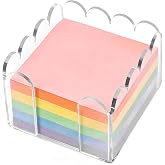3x3 Inch Scalloped Acrylic Sticky Note Holder, Clear Cute Post It Note Dispenser, Notepad Holder with Wave Design, Thick Acrylic Desk Organizer for Office, Home, Dorm, Classroom