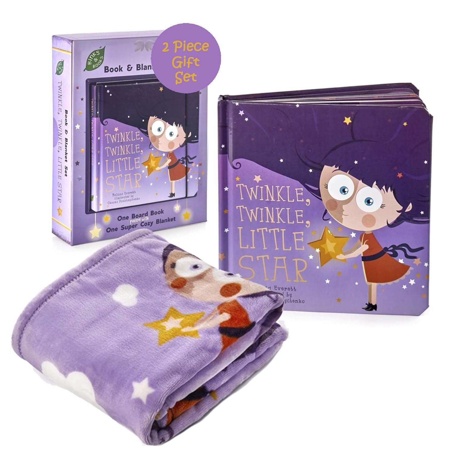 Binks & Books Baby Blanket & Nursery Rhyme Book Set | Twinkle, Twinkle, Little Star
