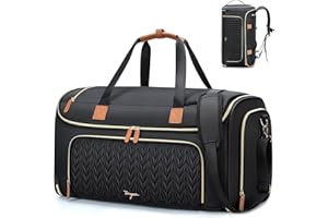 Tonyeee Garment Duffle Bags for Travel, Convertible Duffle Carry on Garment Bag Backpack, Travel Garment Duffle Bag with Shoe Compartment, 4ni1 Hanging Weekender Bag, Black