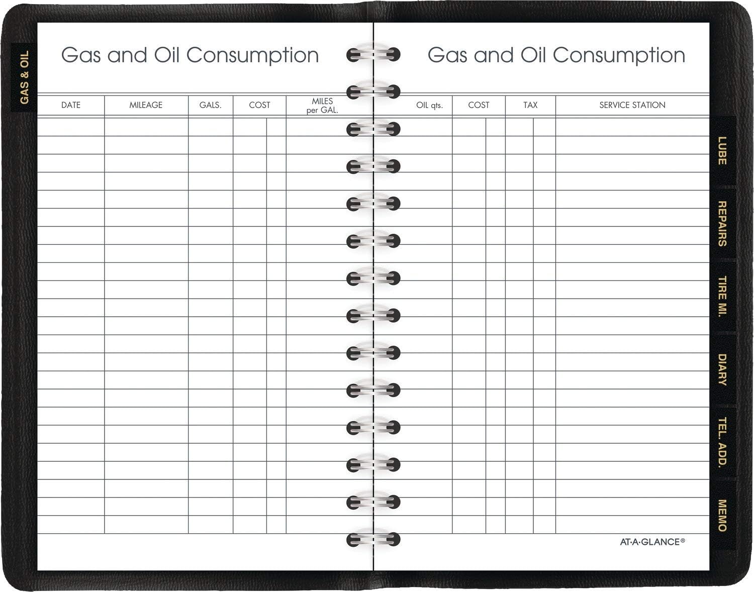 AT-A-GLANCE Auto Mileage Log Record Book, 3.75 x 6.12 Inches, Black (AAG8013505): Office Products