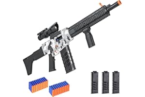 AFQJF Realistic Toy Gun for Nerf Guns Darts, Foam Blaster - with Scope 100 Soft Bullets 3 Magazines, Semi-Auto Sniper Rifle Electric Machine Guns for Boys 8-12 Age, Birthday Gifts for Kids and Adults