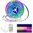 Muzata 16.4FT/5M 96LEDs/M High Density RGB LED Strip Light Spotless LED Channel U108 U103 LC31 LED Strip Channel Neon Lighting Effect AC1L (Power Adapter Not Included)