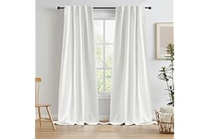 KEQIAOSUOCAI Natural Blackout Curtains 100 Inch Length 2 Panels, Boho Farmhouse Window Curtain Drapes for Living Room Rod Pocket/Back Tab/Hook Belt 34 by 100-inch