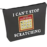 JXGZSO Funny Lottery Scratching Gift I Can't Stop Scratching Makeup Bag Casino Scratch Off Bag Scratch Ticket Gift For Casino Lover Lottery player (Lotto ticket black)