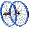 KHEbikes KHE BMX Wheel Set Blue Anodised Aluminium Rims 36 Hole 10 mm and 14 16T Sprocket Black 20 Zoll