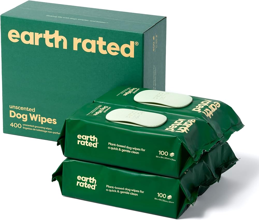 Earth Rated Pet Wipes Unscented 400 Count Dog Cat Hypoallergenic
