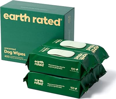 Earth Rated Pet Wipes Unscented 400 Count Dog Cat Hypoallergenic