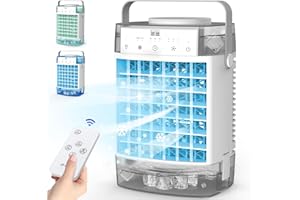 GGNRQQ Portable Air Conditioners, Air Cooler Evaporative Personal Mini AC with Remoter, 3 Wind Speed, 2-4-8H Timer, 3 Modes, Colorful Night Light, Portable AC for Room, Car, Bedroom