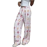 Verdusa Women's Graphic Print Straight Leg Pants Boho Loose Trousers Vacation Outfits