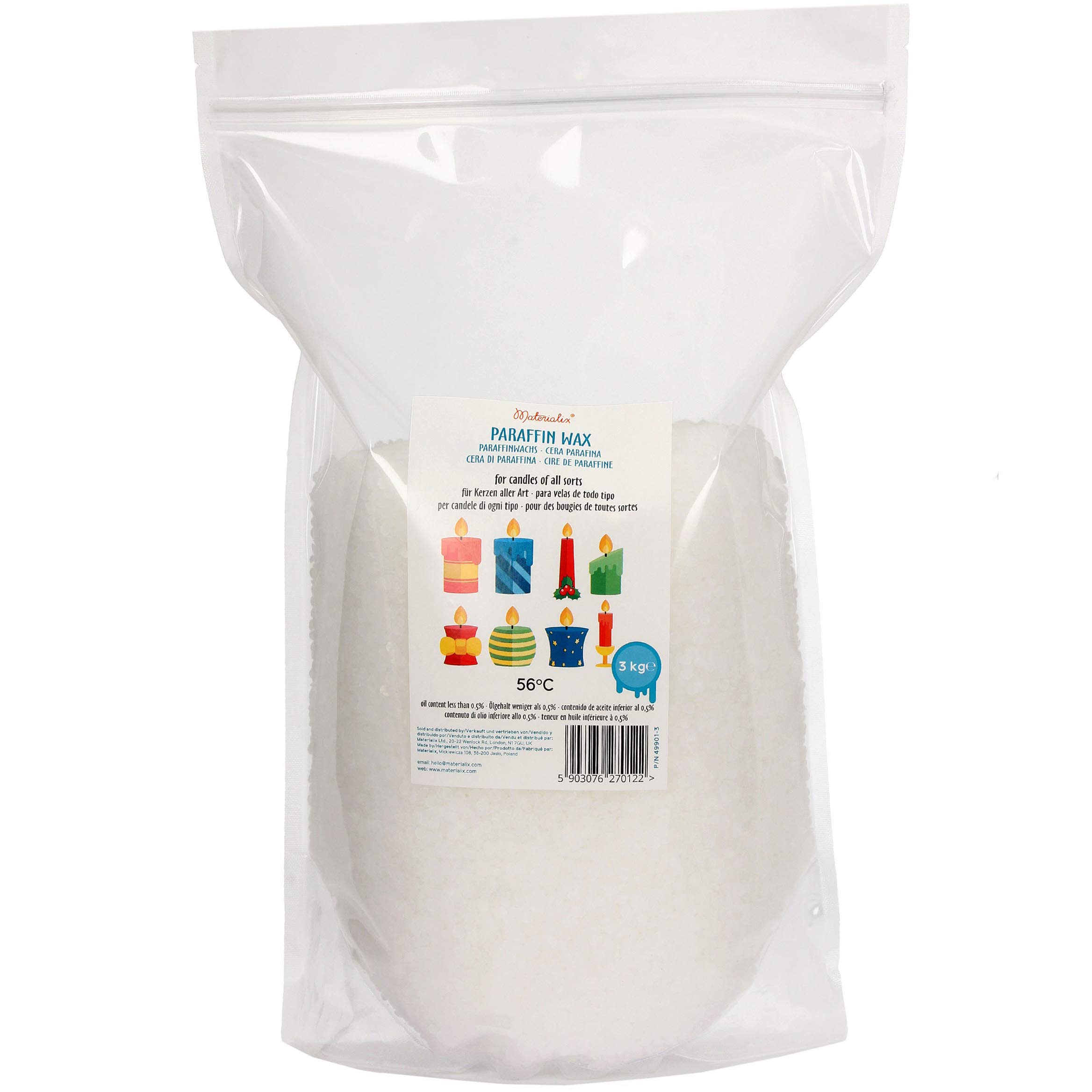 Paraffin Wax pellets for Candles by Materialix - Various Sizes - 3kg