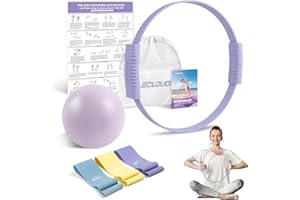 PALECLOUDS Pilates Essentials Kit for Women, 13.5" Pilates Ring and Ball Set with Resistance Bands for Home Workouts, Portable Pilates Kit with Bag & Training Poster for Full Body Exercise