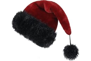 Slsxip Santa Hat for Adults,Personalized Christmas Party Hat,Soft Plush Xmas New Year Headwear