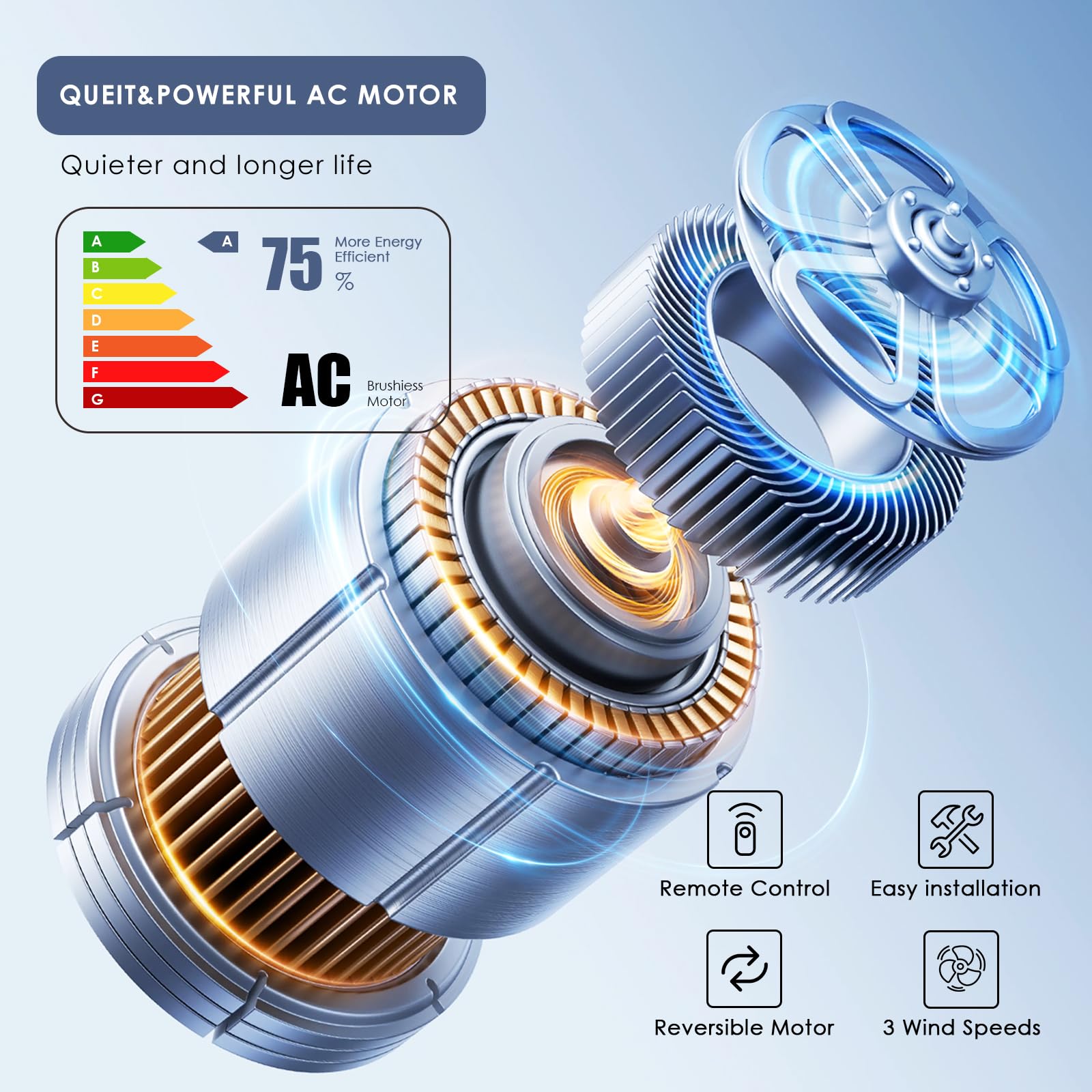 Crystal Ceiling Fan Fandelier with Lights - Modern Outdoor Fans with Remote Control，Noiseless AC Motor, Retro/Farmhouse Lighting, Dining Room， Living Room (52