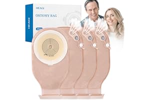 HEAGIMED 20 PCS Colostomy Bags, 15 mm-60 mm Ostomy Bag with Exhaust and Deodorising Holes Closure for Ileostomy Stoma Care, One Piece Ostomy Bag, Ostomy Supplies (Including 20 Aromatherapy Tablets)