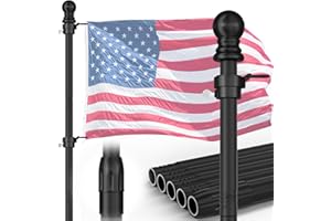 IIOPE 10FT Flag Pole for Outside House,Resist Wind Reinforcement Patent,Larger Bottom Tube,Thick Rust-Proof in Ground Flagpole Kit for Yard,Garden | Black (1 Pack,No Flag Included)
