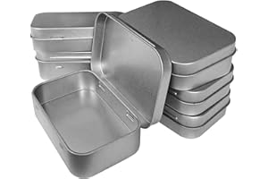 6 Pcs Metal Hinged Tin Box Container Mini Portable Small Storage Container Kit Tin Box Container, Small Tin with Lid, Craft C