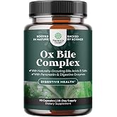 Ox Bile Supplements for No Gallbladder, Bile Salts, Digestive Enzymes -90ct | Ox Bile Complex - Pancreatin enzyme formula with protease, amylase &amp; lipase to support fat, carb &amp; protein digestion