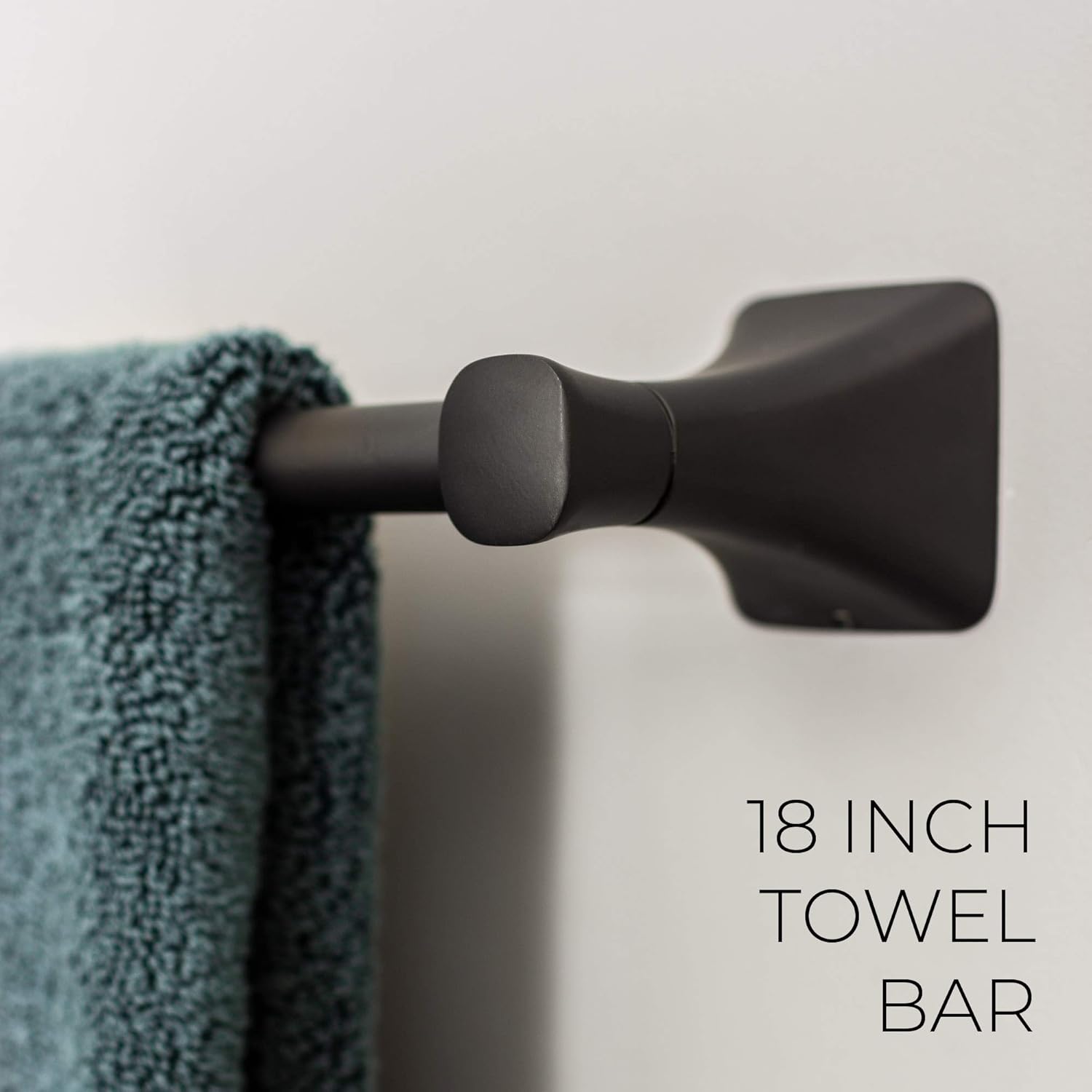 JS Jackson Supplies 4 Piece Soft Square Bathroom Hardware Kit - Includes 18" Towel Bar, Toilet Paper Holder, and Robe Hooks, Wall Mounted Stainless Steel Bathware Accessory Set, Black Finish: Home & Kitchen