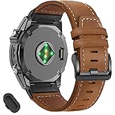 20mm Genuine Leather Watch Band Compatible with Garmin Fenix 8 AMOLED 43mm/ 7S/ 7S pro/ 6S/ 6S Pro/ 5S/ 5S Plus,Quick Fit Replacement Strap for Epix Pro/Approach S70 42mm/Descent Mk3 3i 43mm/ Mk2s