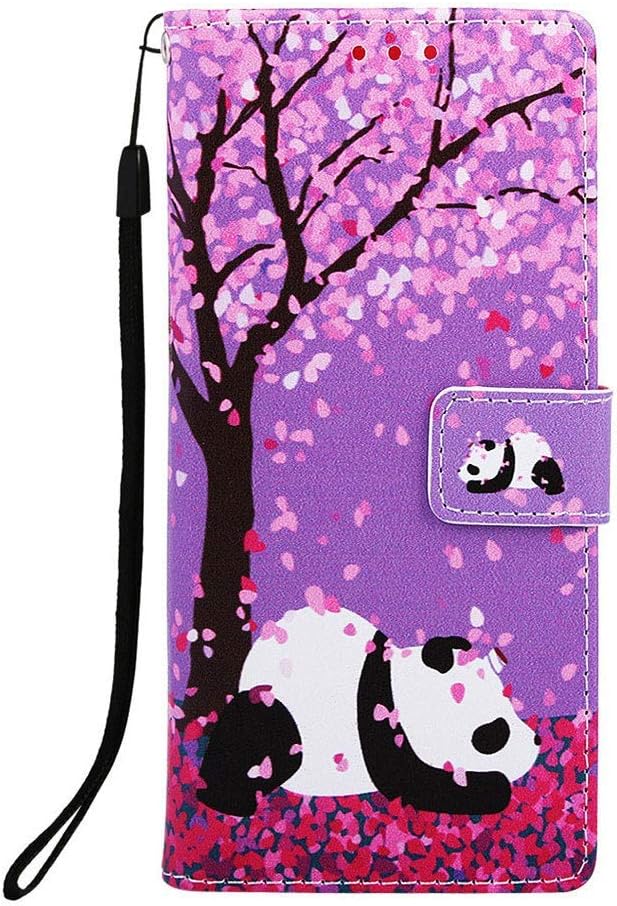 Aiyze Compatible with Huawei Honor Play 8A / Honor 8A / Y6 2019 Case PU Leather Wallet Phone Cover [Kickstand Wrist Strap][Credit Card] Magnetic Stand Flip Full Body Protective (Cherry Blossom Panda)