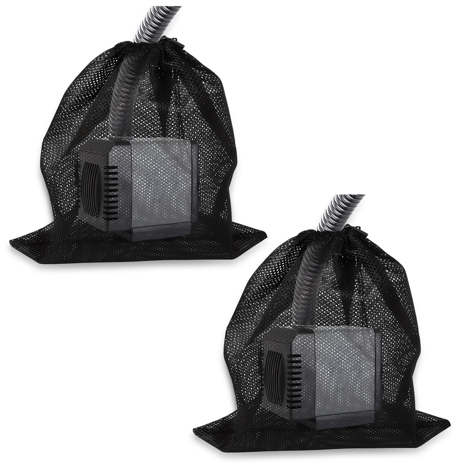 2 Pack Pump Filter Bag, Black Pump Barrier Bag, Pump Mesh Bag for Outdoor Fish Ponds Filters