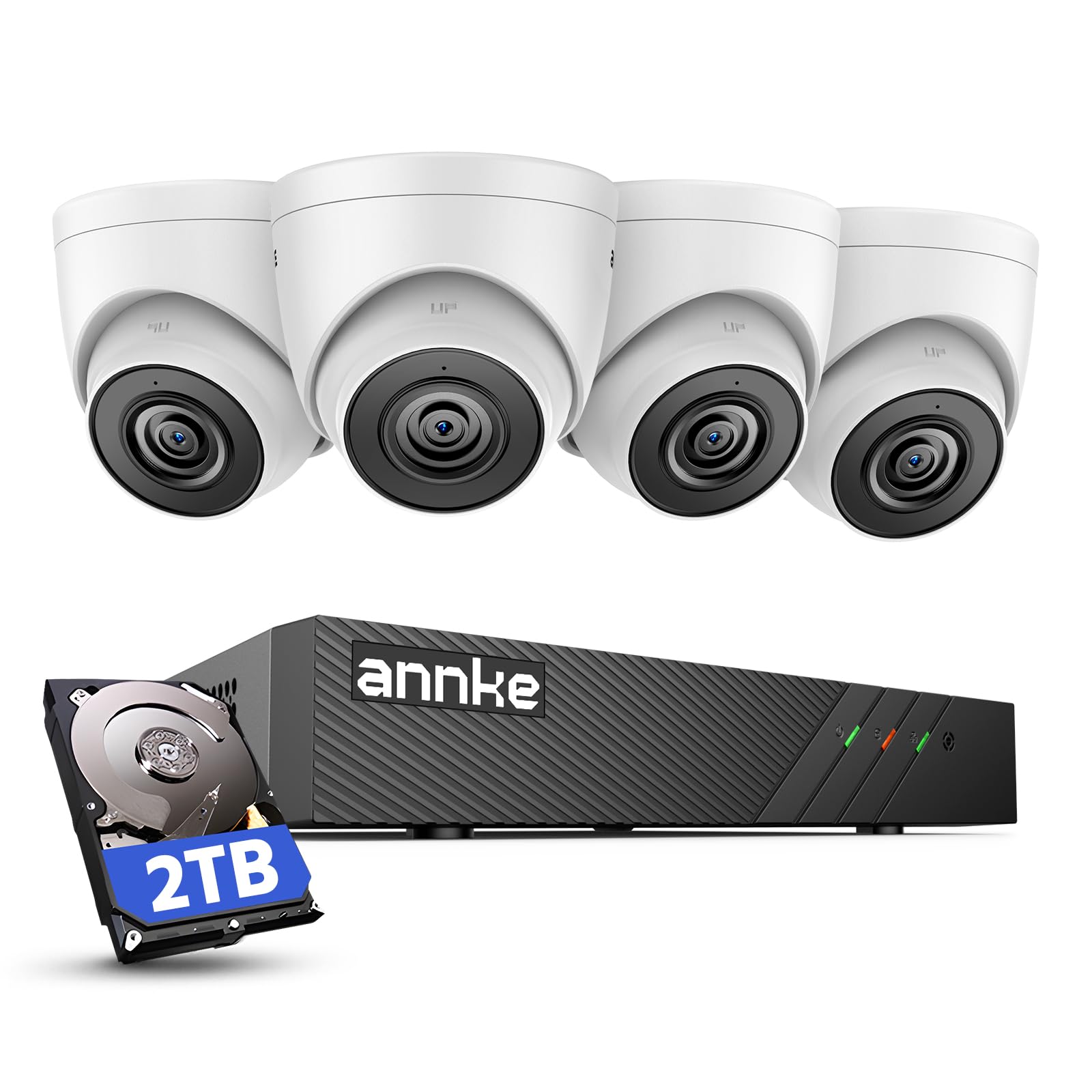 ANNKE 4K NVR PoE CCTV Camera System Outdoor, 4x 5MP Wired IP Security Cameras Compatible with Alexa, Human & Vehicle Detection, 8CH NVR Recorder with 2TB HDD, 100 ft Night Vision, IP67 Waterproof