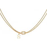 Coprall Gold Initial Necklace for Women 14K Gold Plated Love Knot Letter A-Z Dainty Initial Charm Necklace for Women Gifts Jewelry