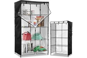 Exokugo Wire Shelf Cover,600D Heavy Duty 100% Waterproof Shelf Covers for Wire Shelving,Outdoor Storage Shelves Cover for Metal Rack,36" W x 18" D x 72" H,Black with Clear Front