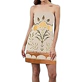 TERIVEEK Women Strapless Tube Mini Dress Boho Floral Print Sleeveless Backless Short Dress Summer Going Out Beach Sundress