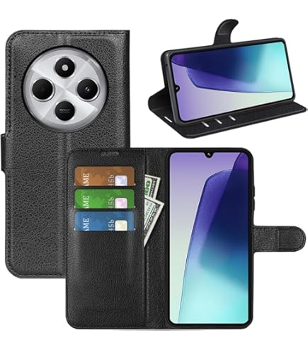 MIKULLE Cover For Xiaomi Redmi 14C 4G / Redmi A4 5G 6.88 Inches, Premium PU Leather Flip Wallet Magnetic Shockproof Protection Book Case With Cart