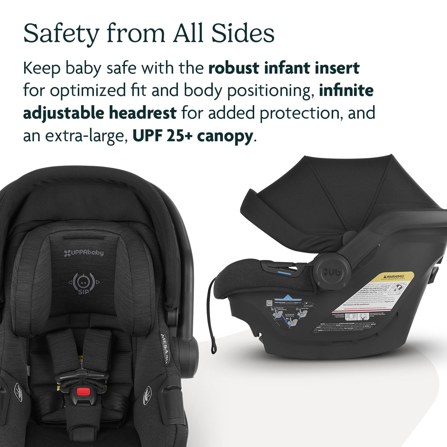 UPPAbaby Mesa Max Infant Car Seat/Base with Load Leg and Robust Infant Insert Included/Innovative Safety Features + Simple Installation/Direct Stroller Attachment/Jake (Charcoal)