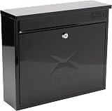 Burg-Wachter MB02BK Black Post Box Wall Mounted Galvanised Steel Lockable view 1