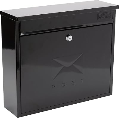 Burg-Wachter MB02BK Black Post Box Wall Mounted Galvanised Steel Lockable