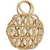 Straw Crossbody Bag for Summer Women Beach Shoulder Top Round Lemon Pattern Tote Handbag