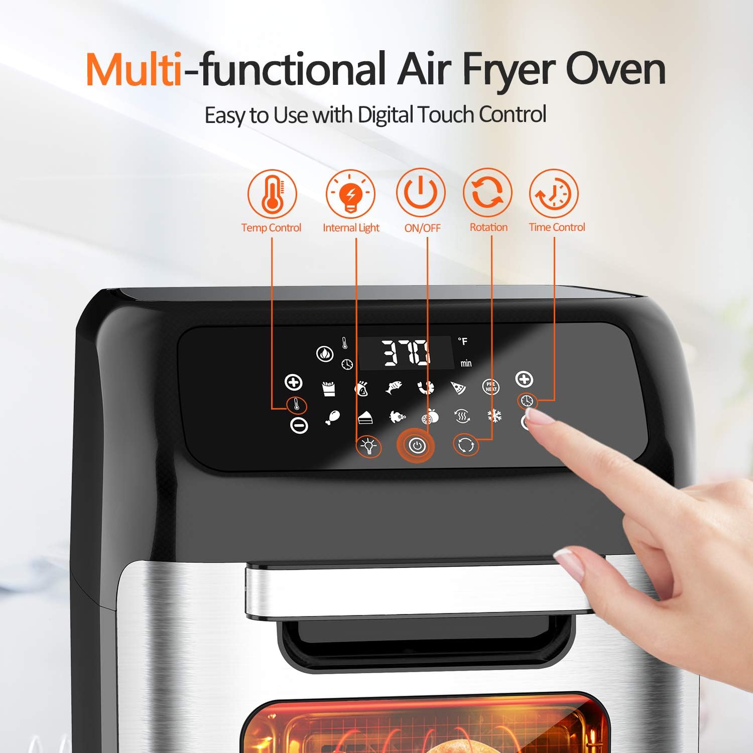 whall Air Fryer, 13QT Air Fryer Oven, Family Rotisserie Oven, 1700W Electric Air Fryer Toaster Oven, Tilt led Digital Touchscreen, 12-in-1 Presets for Baking, Roasting, Dehydrating, with Accessories: Kitchen & Dining
