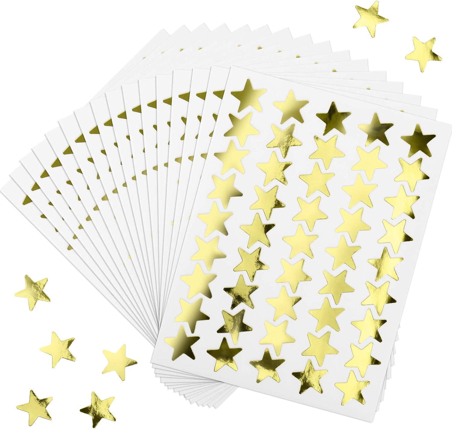 100 Sheets 4500 Counts Foil Star Stickers Reward Star Stickers Labels for Home, School, Bar, DIY and Office Decoration (Gold)