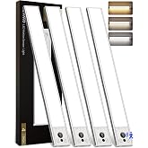 EZVALO 16.5-inch Under Counter Lights., Motion Sensor Under Cabinet Lights | 4-Pack, 4000mAh Rechargeable Battery, Wireless, Magnetic, 3 Color Temps, Dimmable, Kitchen, Closet, Stairs
