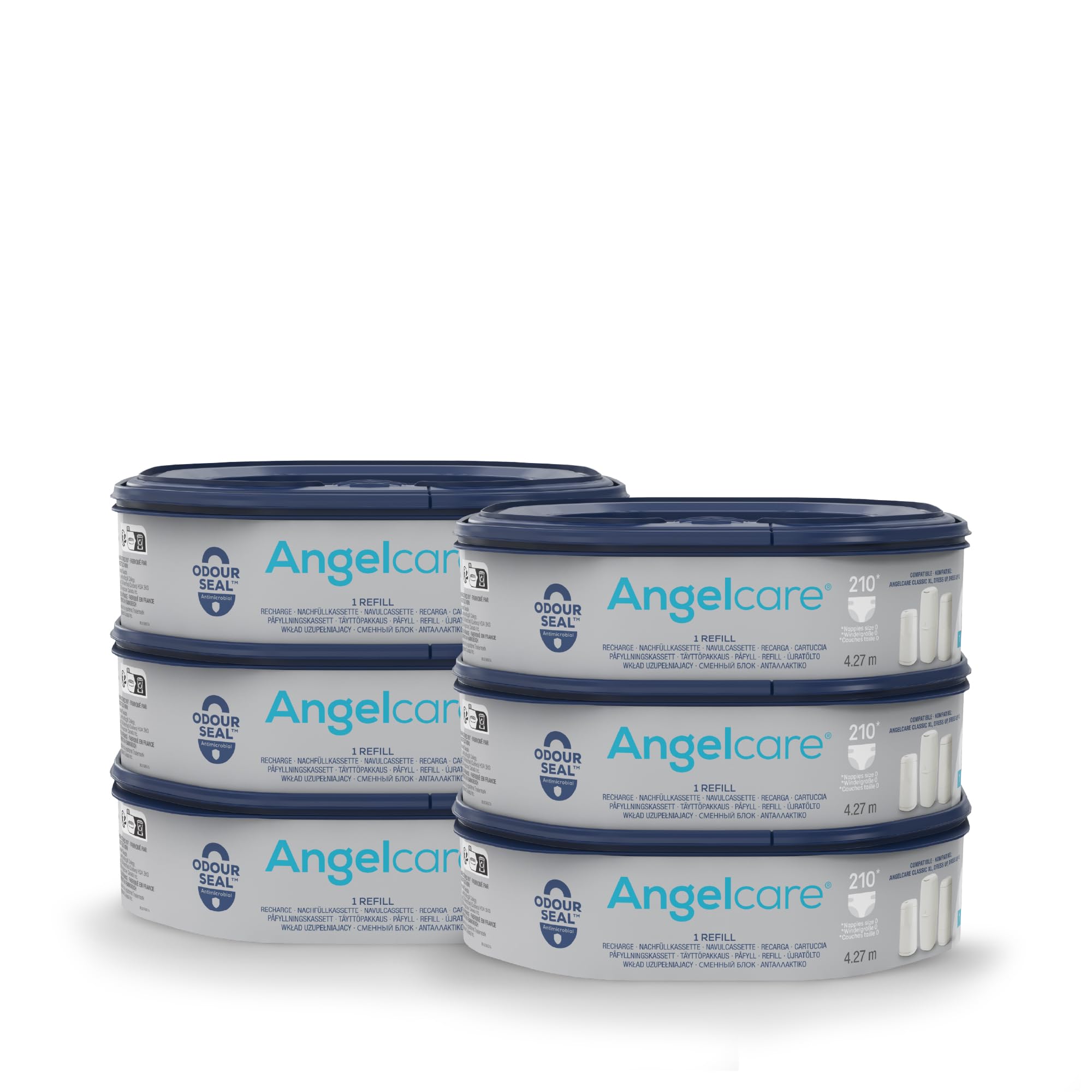 Angelcare Octagonal Refill, 6 Pack, for Classic XL Nappy Bin