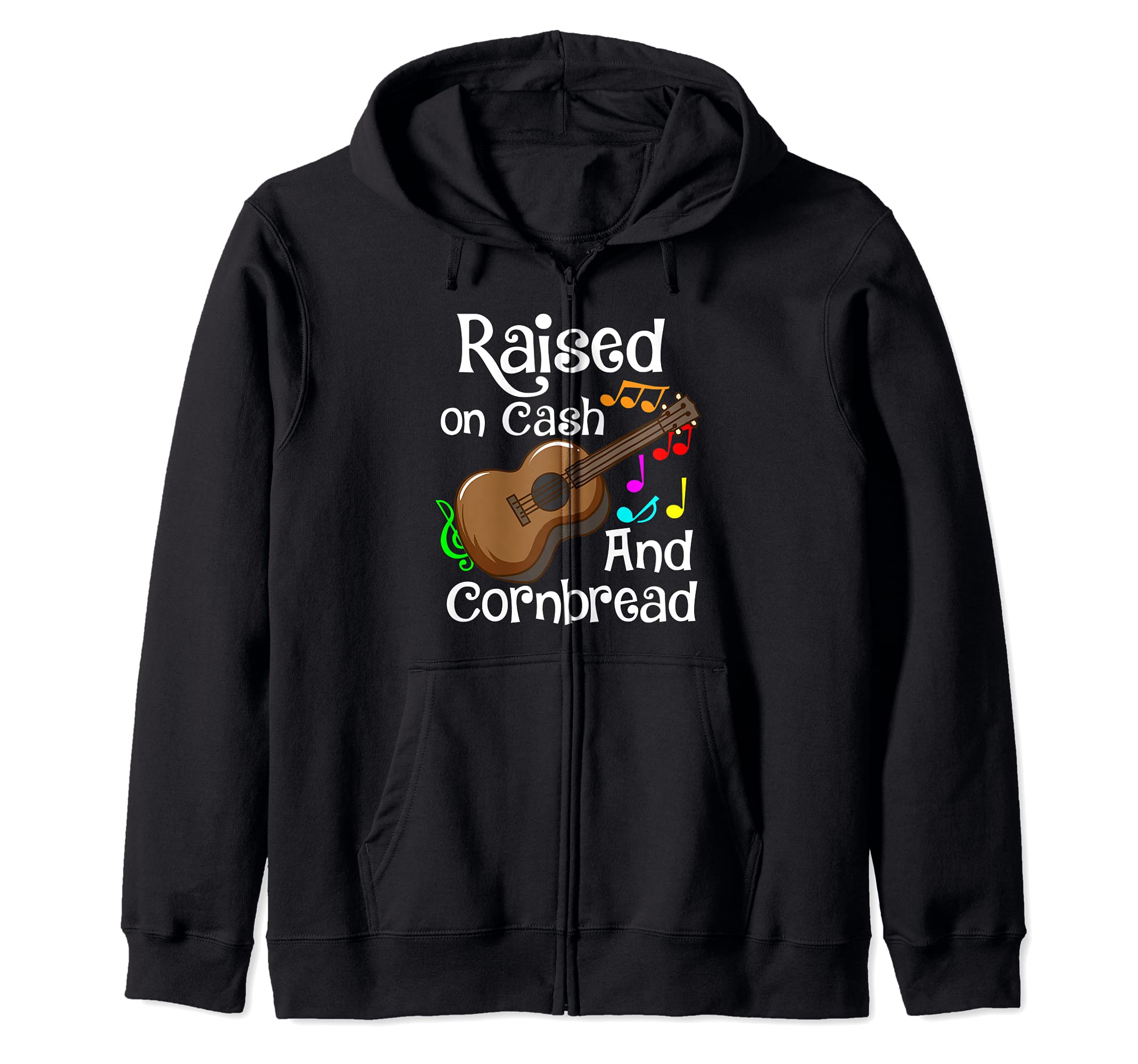 Raised on cash and cornbread / Cowboy guitar country music Zip Hoodie