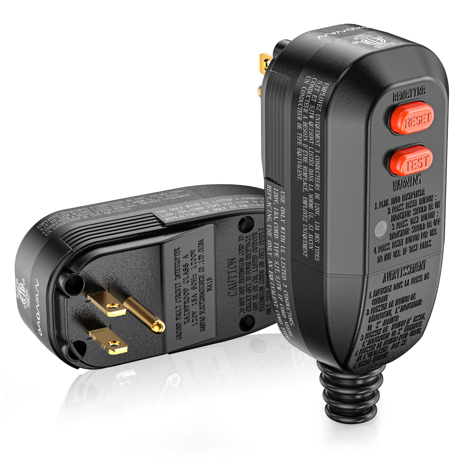 Photo 1 of OAONAN GFCI Replacement Plug Assembly Auto Reset 15 Amp 3 Prongs, 5 Years Warranty, Ground Fault Circuit Interrupter Safety Plug for Pressure Washer, Hot Tub, Air Conditioner, Hair Dryer