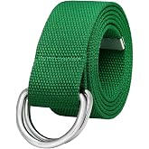 Falari Canvas Web Belt Metal Double D Ring Buckle for Men Women Casual Cloth Military Style Belt 1 1/2" Wide