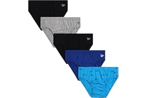 Reebok Mens Low Rise Briefs - 5 Pack Soft Mens Cotton Underwear Briefs with Supportive Contour No Fly Pouch for Everyday Wear