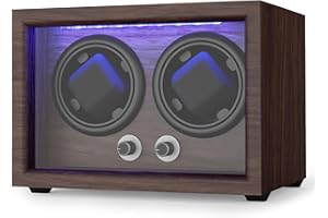 Domivans Watch Winder for Automatic Watches,Wooden Watch Rotating Case with LED Light,4 Rotation Modes,Elastic Watch Pillows Quiet Mabuchi Motor
